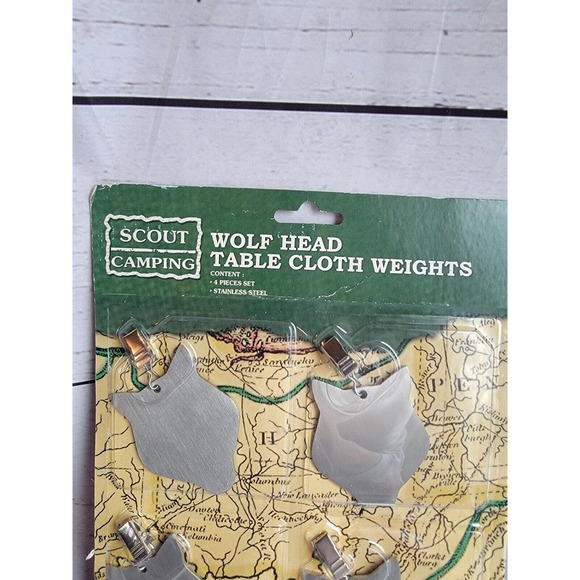 BSA Boy Cub Scout Wolf Head Table Cloth Weights Stainless Steal 4 Pack New - Picture 2 of 5